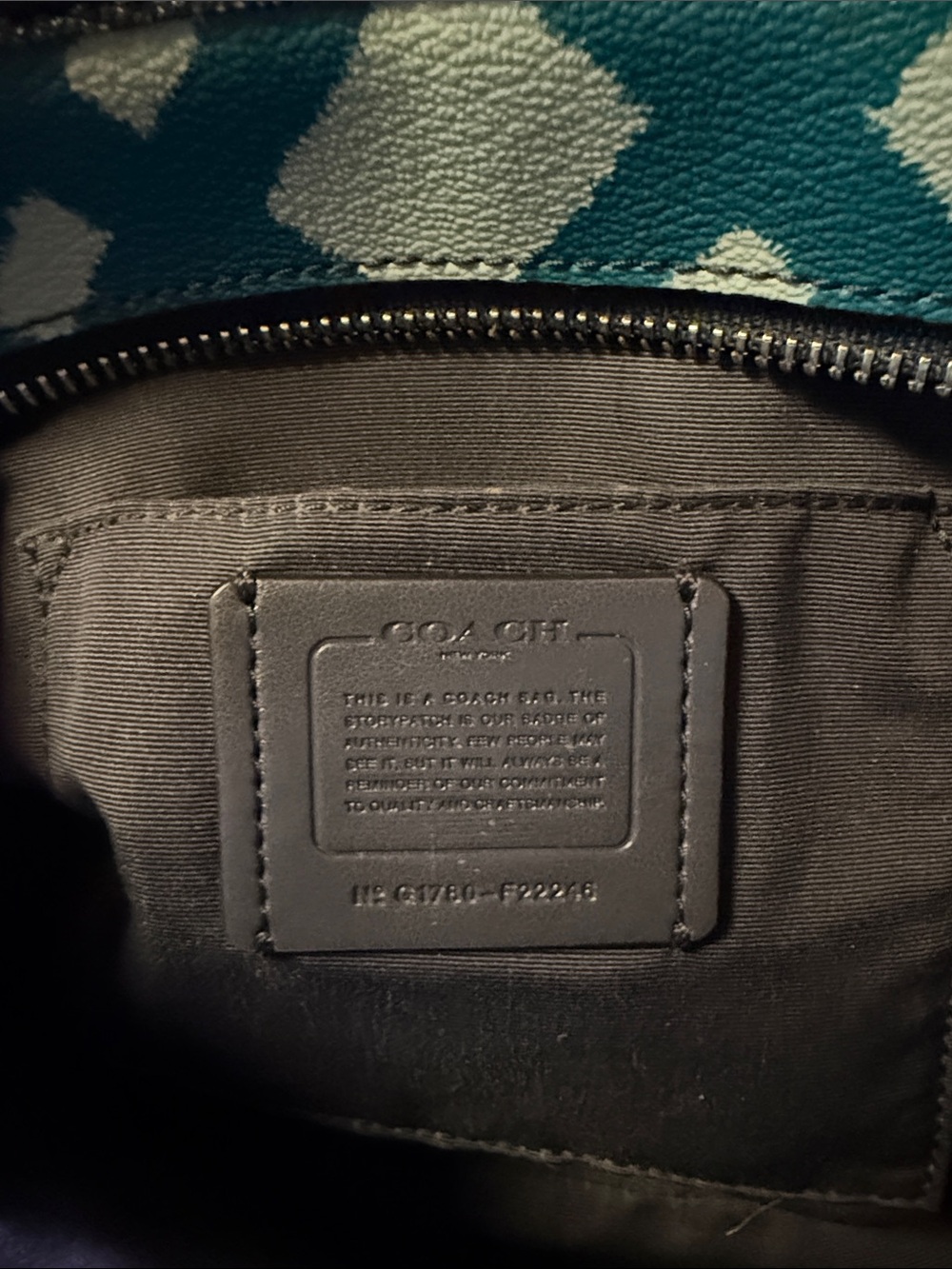 NWOT Coach Geometric Mini Tote Bag Zip-Top in Teal/White Wild Plaid - Picture 5 of 14